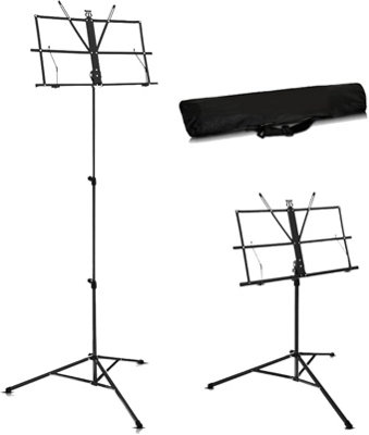 Xample Sheet Music Stand Holder Foldable Music Stand Super Sturdy Adjustable Height Tripod Base Metal Music Stand With Carry Case Bag from B&Q