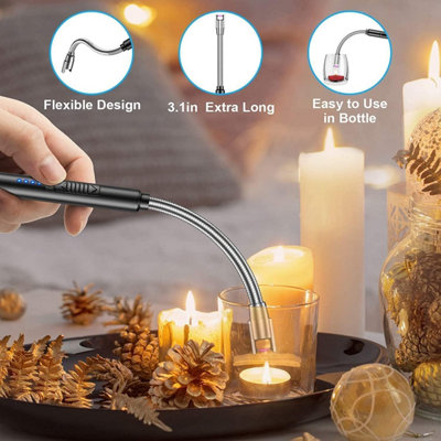 Xample Candle Lighter Rechargeable Candle Lighter Electric Lighters Flameless Electric Candle Lighter Safety Lock Arc Windproof Lighters