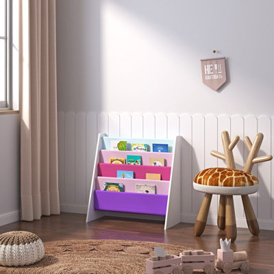 Xample Kids Bookshelf Book Storage 4 Tier Kids Sling Storage Bookcase Fabric Sling Shelves With Easy Book Access For Kids Bookcase from B&Q