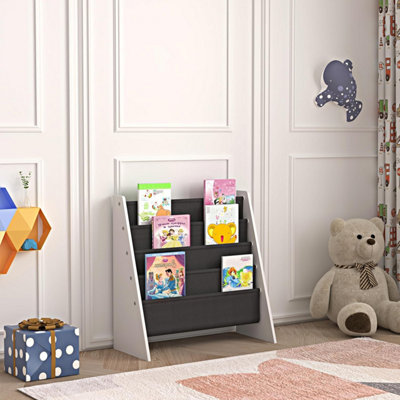 Xample Kids Bookshelf Book Storage 4 Tier Kids Sling Storage Bookcase Fabric Sling Shelves With Easy Book Access For Kids Bookcase from B&Q