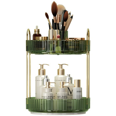Xample Makeup Organiser Rotating2 Tier Round Skincare OrganiserCustomisableToiletries Cosmetics OrganiserGift (Pale Green) from B&Q