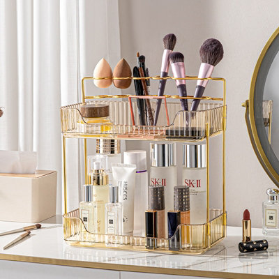 Xample Makeup Organiser Storage 2-Tier Cosmetics Skincare Shelf OrganizerHolder RackCustomisable,toiletries Cosmetics OrganiserGift from B&Q