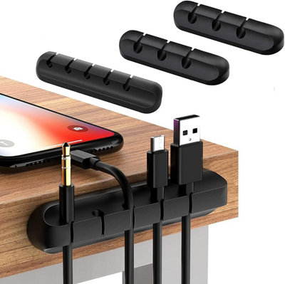 Xample Cable Holder Clips 3 Pack Silicone Adhesive Cord Organizers For Usb Cables, Mouse Wires & Charging Cords Home & Office Management