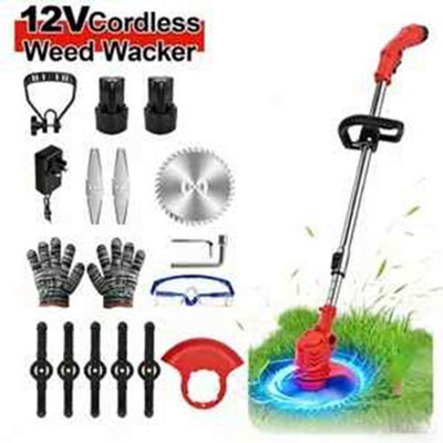  - Cordless 12V Grass Trimmer Strimmer Garden Edger Cutter2 Batteries