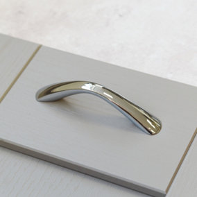 96mm Polished Chrome Curved Bow Cabinet Handle Silver Cupboard Door Drawer Pull