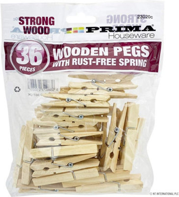 96pc Heavy Duty Wooden Clothes Pegs Laundry Airer Washing Line Clips Peg