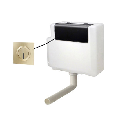 B&Q -  Concealed Cistern Dual Flush Front Access Round Button Brushed Brass
