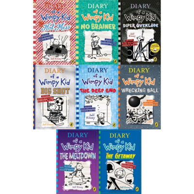 B&Q -  Diary Of A Wimpy Kid 8 Books Collection Set By Jeff Kinney Hot MessNo BrainerBig ShotThe Deep End