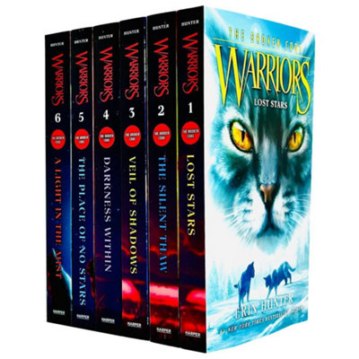 B&Q -  Warrior Cats The Broken Code Series 7 Collection 6 Books Set By Erin Hunter (Lost StarsSilent ThawVeil Of ShadowsDarkness Wi