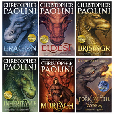 B&Q -  Inheritance Cycle 6 Books Collection (MurtaghEragonEldestBrisingrInheritance & The ForkThe WitchAnd The Worm)