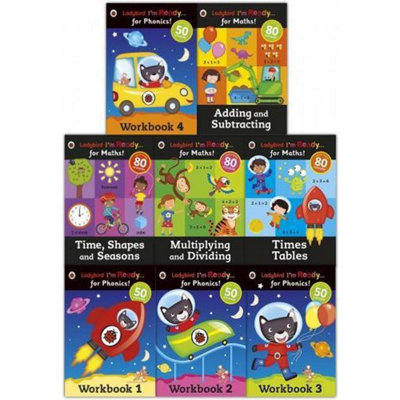 B&Q -  Ladybird I Am Ready Phonics Workbooks And Maths 8 Books Collection Set
