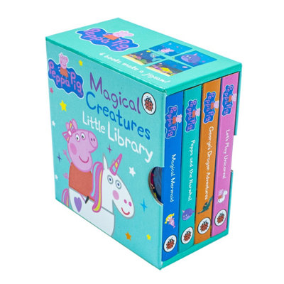 BOOKS4PEOPLE Peppa's Magical Creatures Little Library 4 Story Books Collection Box Set Mermaids, Unicorns, Narwhals, Dragons
