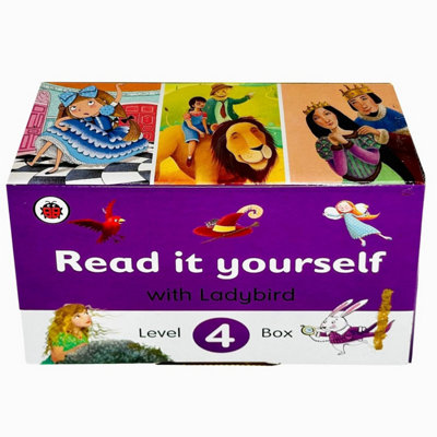 Books4people White Ladybird Read It Yourself Tuck Box Level 4: 8 Books Box Set (Heidi, The Little Mermaid, Peter And The Wolf, Alice In Wonderland, P Size 4