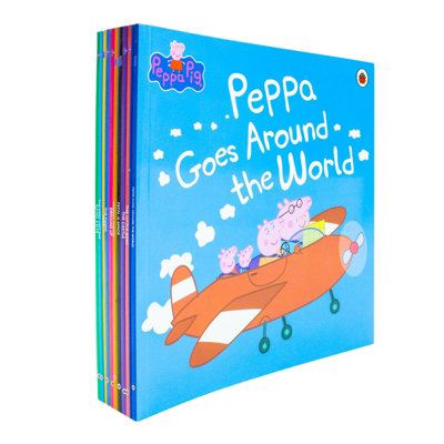B&Q -  Peppa Pig 10 Books Children Collection Set (Peppa Goes Around The WorldThe Little BoatThe CastlePeppa In SpaceGeorge's Tra
