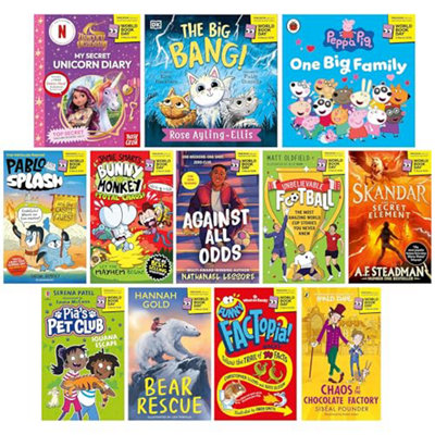 BOOKS4PEOPLE World Book Day 2026 Collection 12 Books Set (Pablo And SplashBunny Vs MonkeyAgainst All OddsUnbelievable FootballPia's Pet from B&Q