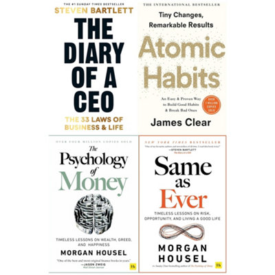 BOOKS4PEOPLE The Diary Of A CeoAtomic HabitsThe Psychology Of MoneySame As Ever 4 Books Collection SetBestselling Authors from B&Q