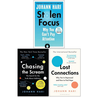 B&Q -  Johann Hari Collection 3 Books Set (Stolen FocusChasing The ScreamLost Connections)