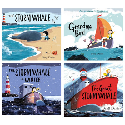 B&Q -  Storm Whale Series 4 Books Collection Set (The Storm WhaleThe Storm Whale In WinterGrandma Bird And The Great Storm Whale)