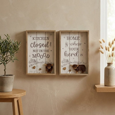 Garden Greatness Duo Relica Highland Cow Wall Plaques from B&Q