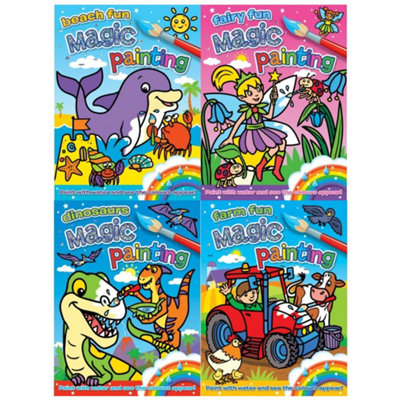B&Q -  Childrens Magic Colour Painting Collection 4 Books Set FairyDinosaurFarmBeach