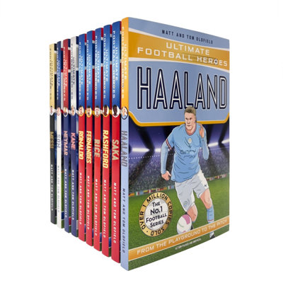 Books4people Ultimate Football Heroes Collection Books Set Rashford, Ronaldo, Messi, Kane, Son, Grealish, Fernandes, Haaland, Neymar, Sancho Size 10