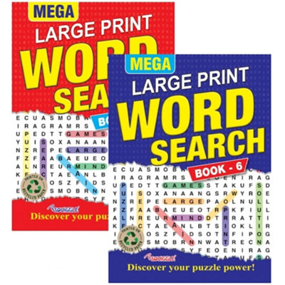 B&Q -  A4 Mega Large Print Word Search Book Assorted Large Print Word Searches Easy To Read Puzzles For Adults Seniors And All Ages