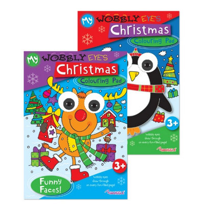 Martello Single A4 32 Pages Christmas Wobbly Eyes Colouring Pad - Blue - Image 3