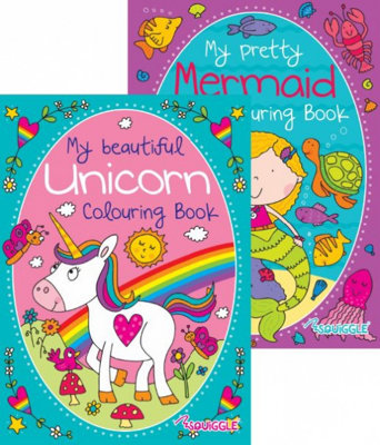 Single Unicorn Or Mermaid Design 36 Sheets Colouring Book - Image 3