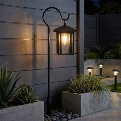 Garden Greatness Lunaria Solar Shepard's Hook Lantern Stake Light from B&Q