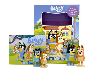 BOOKS4PEOPLE Bluey Tattle Tales - Activity Books For Kids, 12-Page Storybook, 4 Figurines