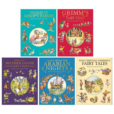 B&Q -  Fairy Tale Treasuries Series By Val Biro 5 Books Collection (Treasury Of Aesop's FablesGrimm's Fairy TalesCharles Perrault's