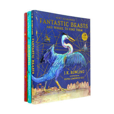 B&Q -  J.k. Rowling Illustrated Edition Collection 3 Books Set Hardback (Fantastic Beasts And Where To Find ThemQuidditch Through The A