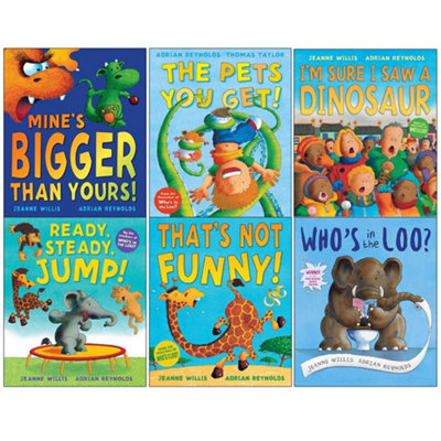 BOOKS4PEOPLE Jeanne Willis 6 Books Collection Set (Mines Bigger Than YoursThe Pets You GetIm Sure I Saw A DinosaurReady Steady JumpThat from B&Q