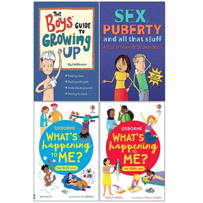B&Q -  The Boys' Guide To Growing UpPuberty And All That StuffWhat's Happening To Me BoyGirls 4 Books Collection Set
