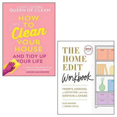 B&Q -  How To Clean Your House HardcoverThe Home Edit Workbook 2 Books Collection Set