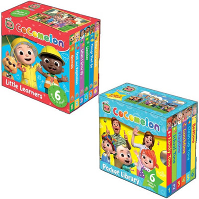 B&Q -  Cocomelon Little Learners Pocket Library 12 Board Books Collection Set (AnimalsFruit And VegetablesWhen I Grow Up,weather,thin