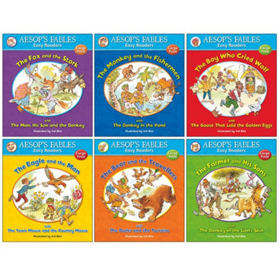 BOOKS4PEOPLE Aesop's Fables Easy Readers Collection 6 Books Set By Val Biro (The Fox And The StorkThe Monkey And The FishermenBoy Who