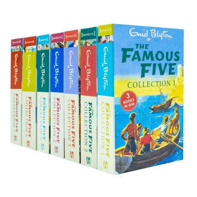 B&Q -  Enid Blyton Famous Five Series 7 Books Collection Set 21 Stories (3 Books In 1)