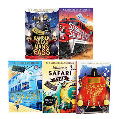 B&Q -  Adventures On Trains Series 5 Books Collection Set (The Highland Falcon ThiefKidnap On The California CometOn The Safari
