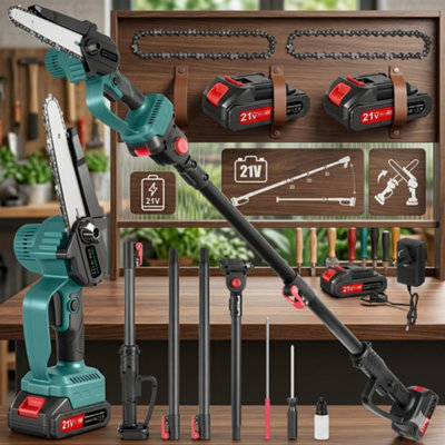  - Cordless Pole Chainsaw 2 In 1Long Reach Pruner Saw Battery Powered2 Batteries