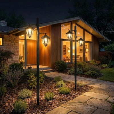  - Duo Solar Powered Dual Lantern Lamp Posts
