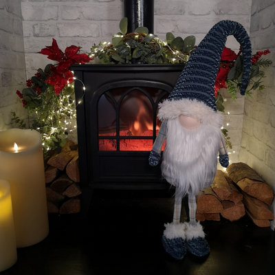 98cm Christmas Standing Gonk Decoration with Navy Crushed Velvet Hat Price Comparisons | Compare The Build