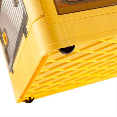 98L Yellow Stackable/Folding Plastic Storage Box with 5 Doors on Wheels ...