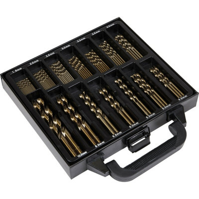 99 Piece Fully Ground HSS Cobalt Drill Bit Set - Split Point Self-Centring Tips