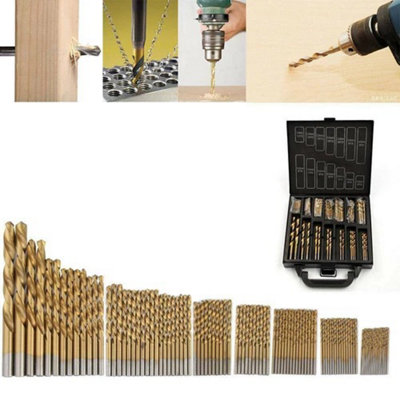 99 PIECE TITANIUM COATED HSS DRILL BIT SET FOR WOOD PLASTIC METAL WITH ...