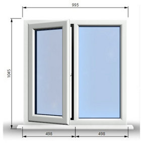 995mm (W) x 1045mm (H) PVCu StormProof Casement Window - 1 LEFT Opening Window -  Toughened Safety Glass - White