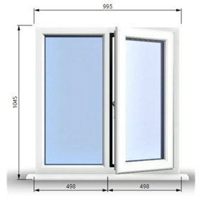 995mm (W) x 1045mm (H) PVCu StormProof Casement Window - 1 RIGHT Opening Window -  Toughened Safety Glass - White