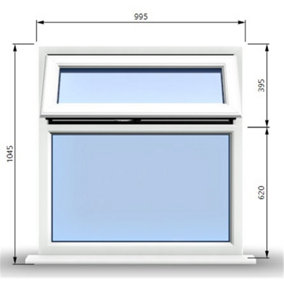 995mm (W) x 1045mm (H) PVCu StormProof Casement Window - 1 Top Opening Window - 70mm Cill - Chrome Handles -  White