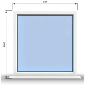 995mm (W) x 1045mm (H) PVCu StormProof Window - 1 Non Opening Window - Toughened Safety Glass - White