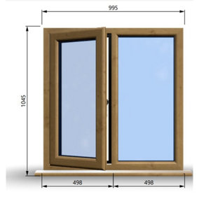 995mm (W) x 1045mm (H) Wooden Stormproof Window - 1/2 Left Opening Window - Toughened Safety Glass